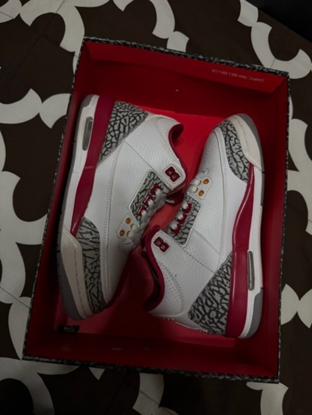 Jordan Low-Top Sneakers in White and Red with Grey Detailing